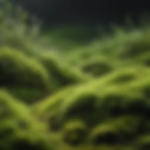 A lush moss lawn with vibrant green hues