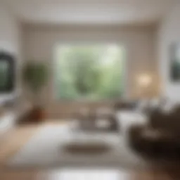 A serene, decluttered living room showcasing minimalist design