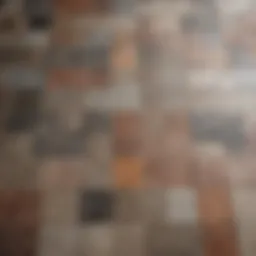 Close-up of various kitchen floor tile textures