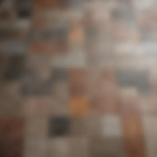 Close-up of various kitchen floor tile textures