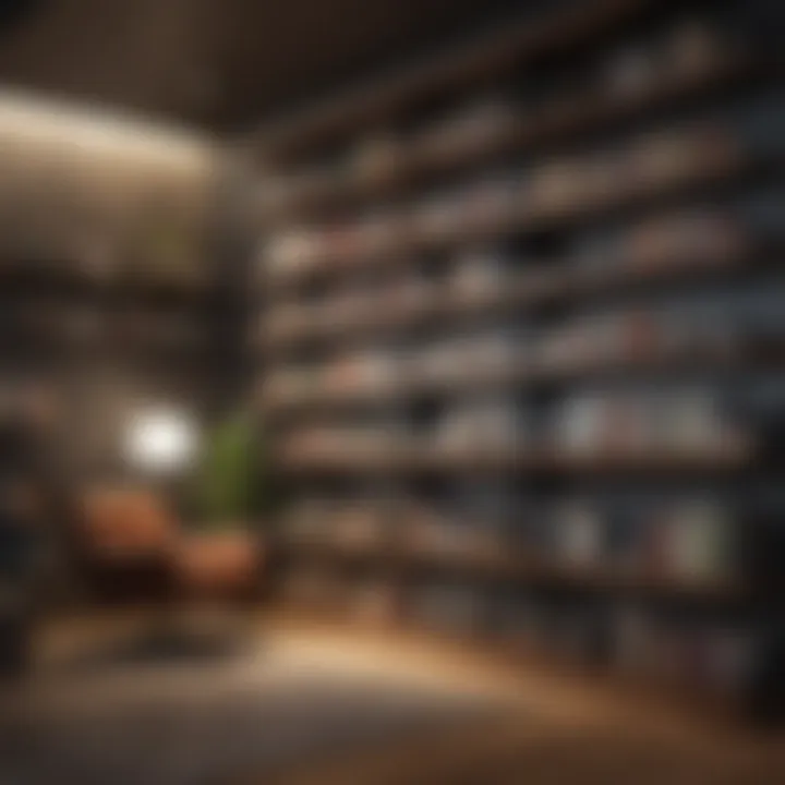 A modern designer bookshelf showcasing innovative materials and structure