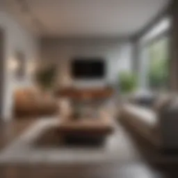Elegant layout of a long narrow living room showcasing optimal furniture arrangement