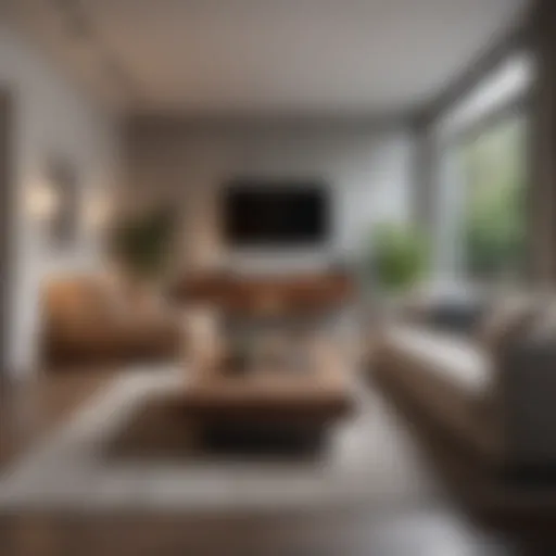 Elegant layout of a long narrow living room showcasing optimal furniture arrangement