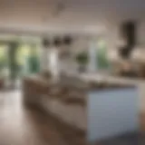 Modern kitchen layout showcasing open spaces and functionality