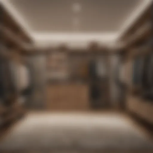 Elegant walk-in closet showcasing optimal shelf depth