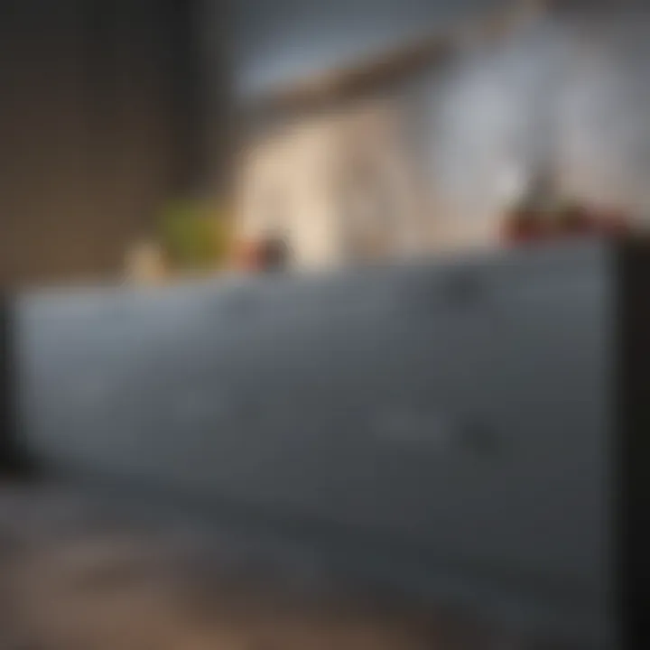 Elegant gray kitchen cabinet featuring a sleek design
