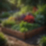 Vibrant raised garden bed showcasing various plants and soil layers