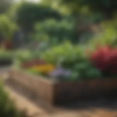 A diverse selection of plants thriving in a raised garden bed