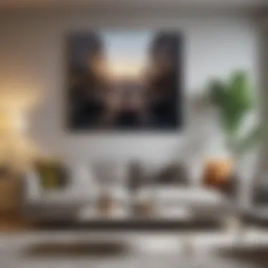Large Canvas Art in a Chic Living Space Elegant living room showcasing large canvas art above a sofa
