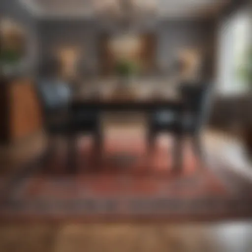 Elegant dining room featuring a perfectly sized rug under the table