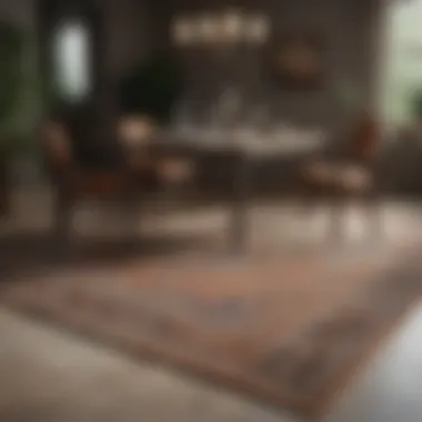 Visual guide on measuring rug dimensions for dining areas