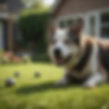 Dog playing on a healthy lawn