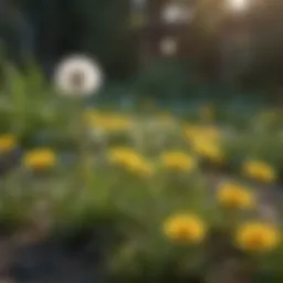 Vibrant dandelion garden before removal