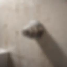 Close-up of well water stains on a bathroom fixture