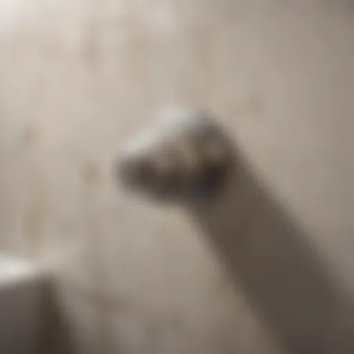 Close-up of well water stains on a bathroom fixture