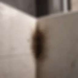 Close-up of mold growing in a bathroom corner