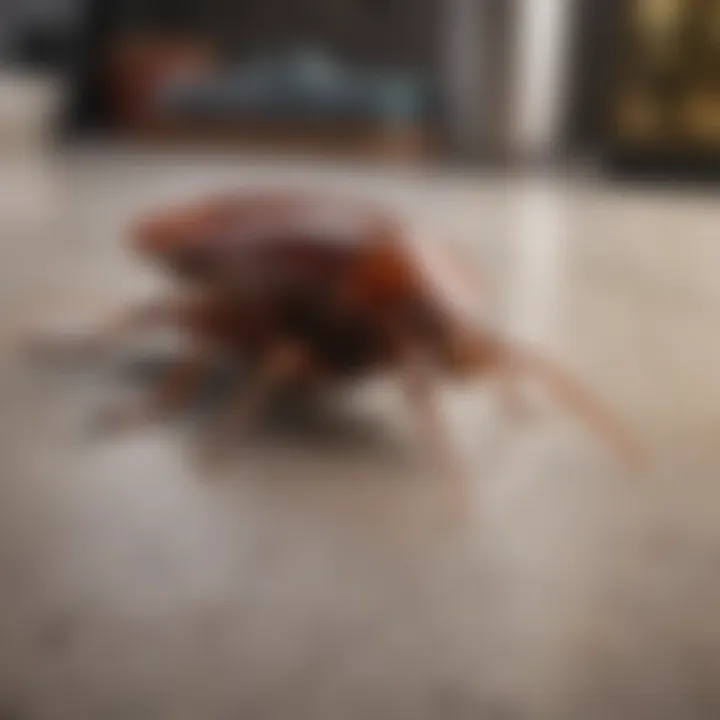 Close-up of a cockroach on a kitchen counter