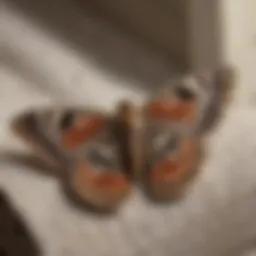 Close-up view of a moth on a textile