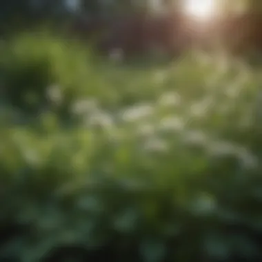 Close-up of clover weed among desirable plants