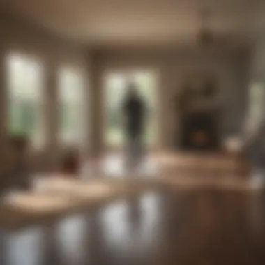 A homeowner inspecting for wasp activity around the house