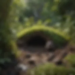 Natural habitat of moles in a lush backyard.