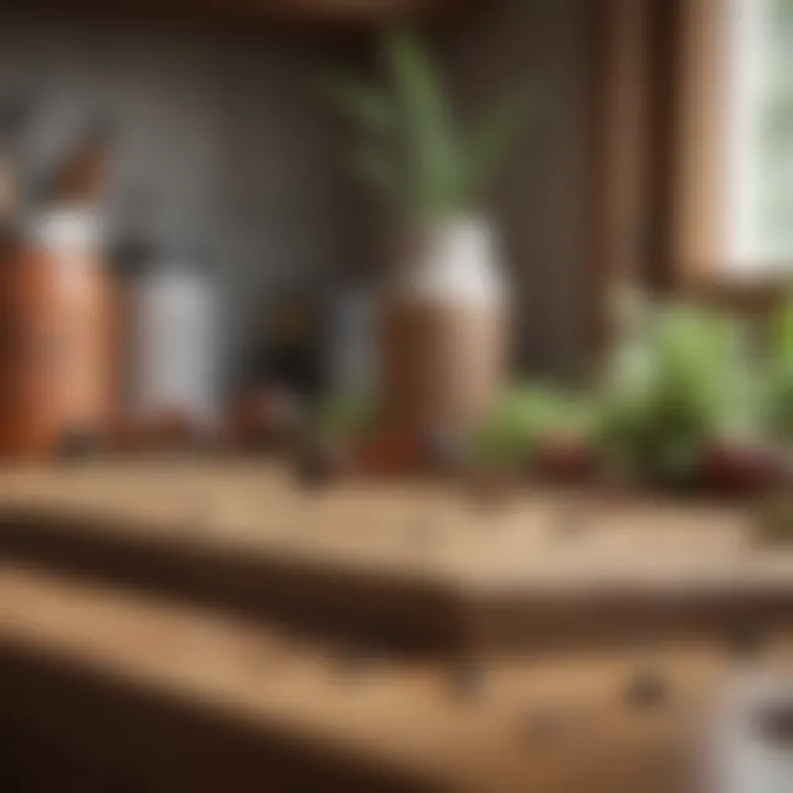 Natural remedies arranged on a kitchen counter for ant control.