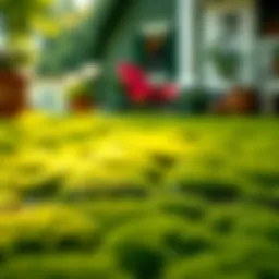 Vibrant lawn with moss patches