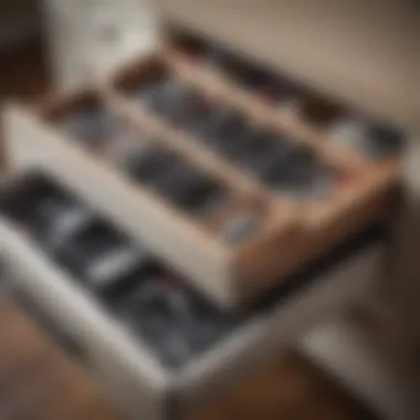 Organized Drawer for Charging Cables A neatly organized drawer filled with charging cables separated by type.