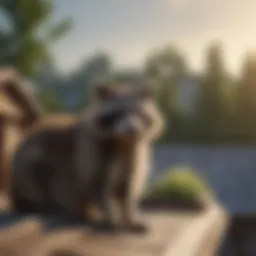 Raccoon on a residential roof