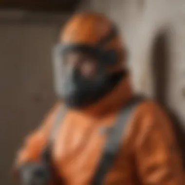 Protective Equipment for Mold Removal Person wearing safety gear while cleaning mold