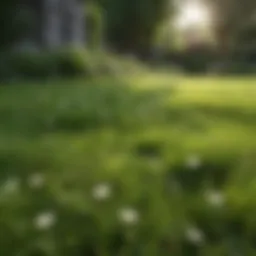 Lush green lawn with minimal clover presence