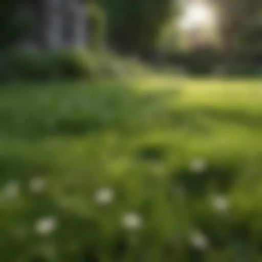 Lush green lawn with minimal clover presence