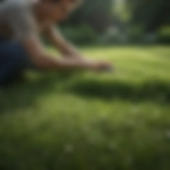 Gardener applying organic treatments