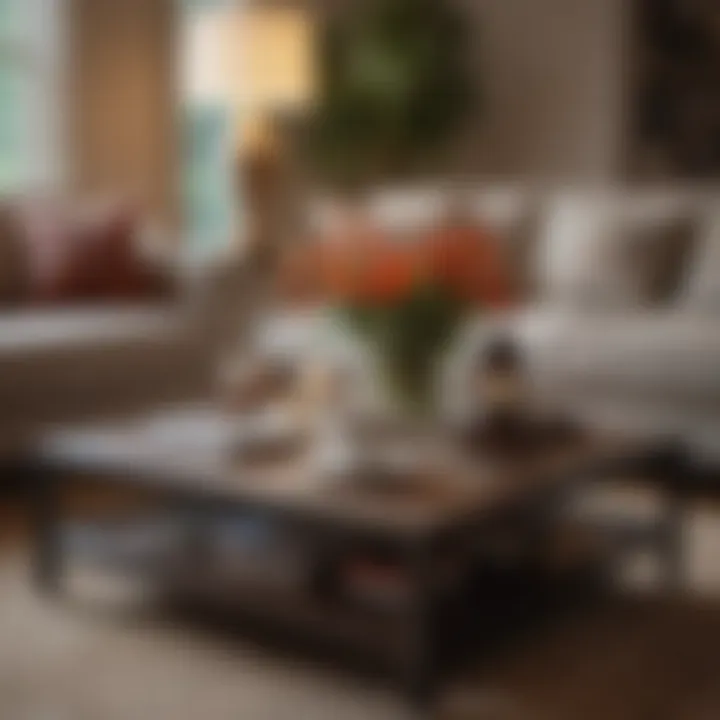 A cozy coffee table arrangement with personal touches and accents