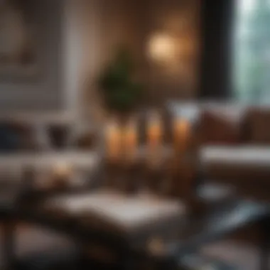 An elegant coffee table adorned with decorative books and candles