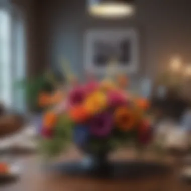 Colorful Centerpiece Arrangement on a Dining Table Colorful centerpiece arrangement on a dining table