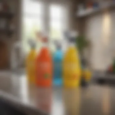 Eco-Friendly Cleaning Supplies A vibrant array of eco-friendly cleaning supplies on a countertop.