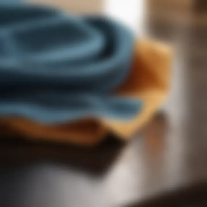 A close-up of a microfiber cloth efficiently cleaning a surface.
