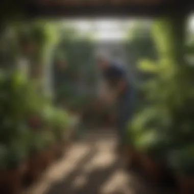 Choosing the Right Plants for Your Garden A gardener selecting plants in a well-organized nursery