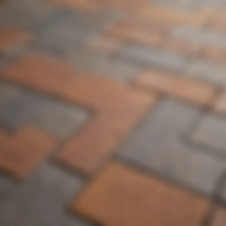 A close-up view of various paver materials, highlighting texture and color options available.