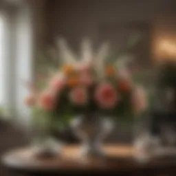 Elegant floral arrangement in a vase on a dining table