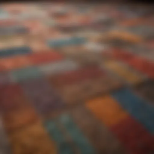 Colorful carpet swatches showcasing various textures