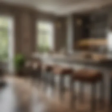 Cozy dining area featuring comfortable counter stools