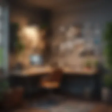 Cozy Workspace with Motivational Quotes A cozy workspace adorned with motivational quotes