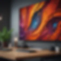 Vibrant abstract wall art enhancing office ambiance