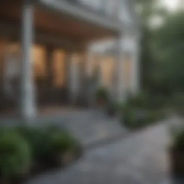 Charming back porch with integrated landscaping features