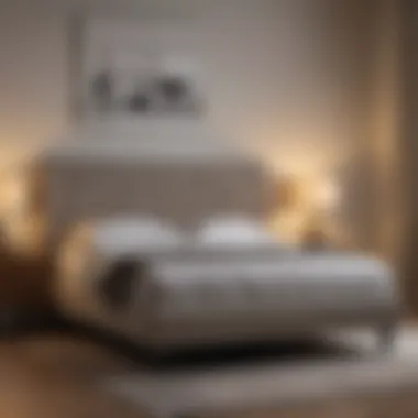 Contemporary Upholstered Bedframe A modern upholstered bedframe with a sleek design.