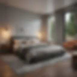 A serene bedroom featuring a calming color palette and minimalist design elements.