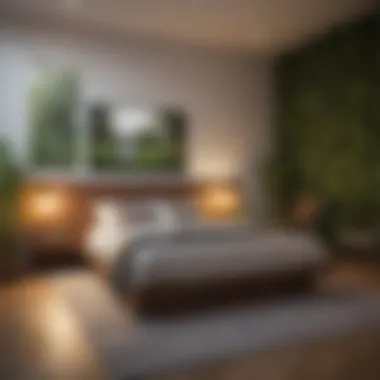 Sustainable Bedroom Design A sustainable bedroom design incorporating eco-friendly materials and greenery.