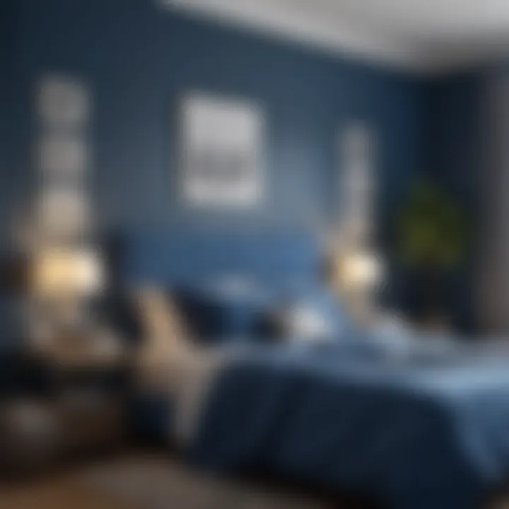 Cohesive blue color palette enhancing bedroom aesthetics.